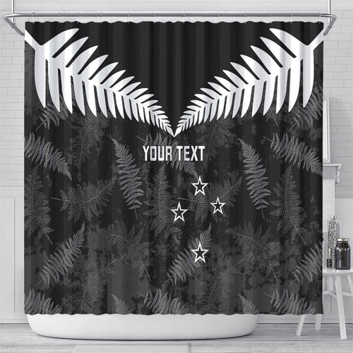 Custom New Zealand Silver Fern Football Shower Curtain Go Aotearoa Grunge Black - Aussie Hoodie