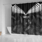 Custom New Zealand Silver Fern Football Shower Curtain Go Aotearoa Grunge Black - Aussie Hoodie