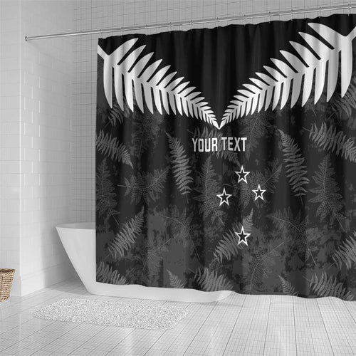 Custom New Zealand Silver Fern Football Shower Curtain Go Aotearoa Grunge Black - Aussie Hoodie