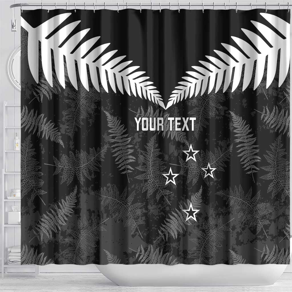 Custom New Zealand Silver Fern Football Shower Curtain Go Aotearoa Grunge Black - Aussie Hoodie