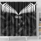 Custom New Zealand Silver Fern Football Shower Curtain Go Aotearoa Grunge Black - Aussie Hoodie