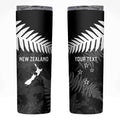 Custom New Zealand Silver Fern Football Skinny Tumbler Go Aotearoa Grunge Black - Aussie Hoodie