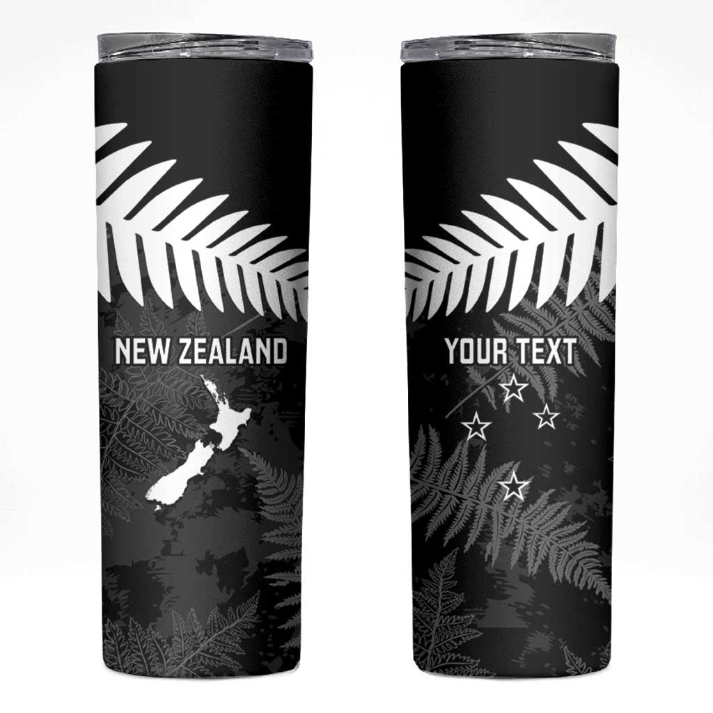 Custom New Zealand Silver Fern Football Skinny Tumbler Go Aotearoa Grunge Black - Aussie Hoodie