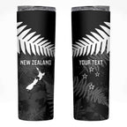 Custom New Zealand Silver Fern Football Skinny Tumbler Go Aotearoa Grunge Black - Aussie Hoodie