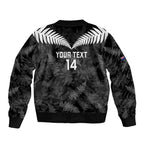 Custom New Zealand Silver Fern Football Sleeve Zip Bomber Jacket Go Aotearoa Grunge Black - Aussie Hoodie