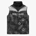 Custom New Zealand Silver Fern Football Sleeveless Puffer Jacket Go Aotearoa Grunge Black - Aussie Hoodie