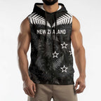 Custom New Zealand Silver Fern Football Sleeveless Zip Hoodie Go Aotearoa Grunge Black LT14