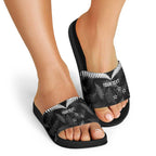 Custom New Zealand Silver Fern Football Slide Sandals Go Aotearoa Grunge Black - Aussie Hoodie