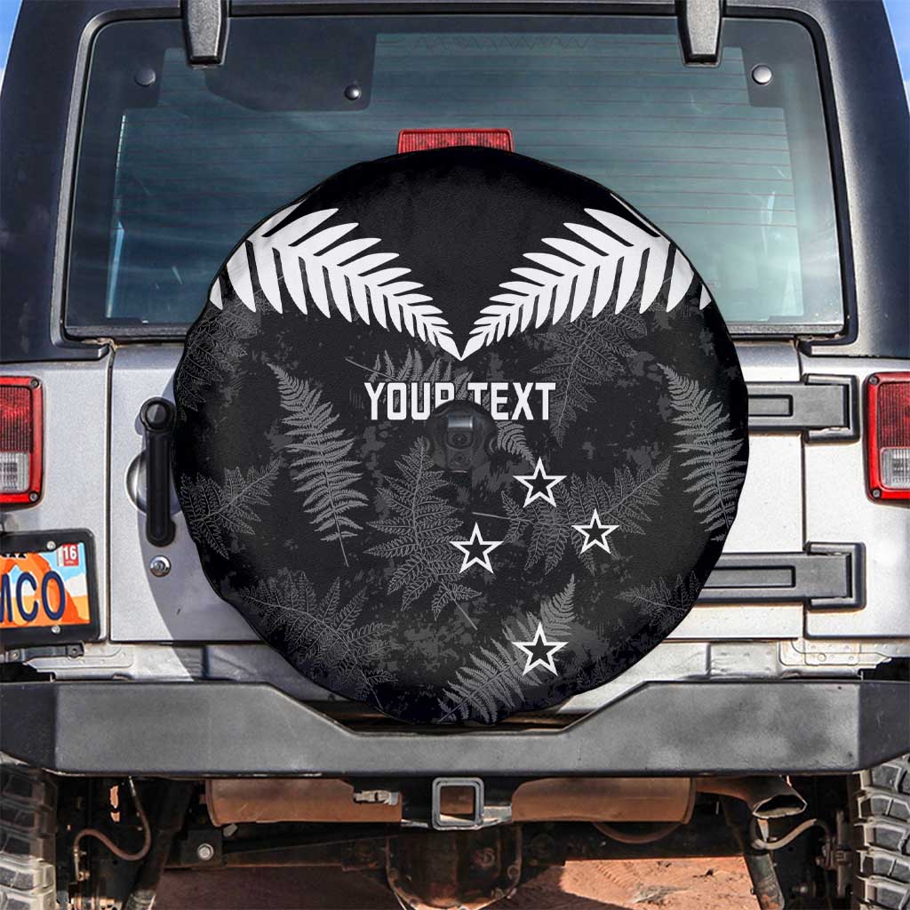 Custom New Zealand Silver Fern Football Spare Tire Cover Go Aotearoa Grunge Black - Aussie Hoodie
