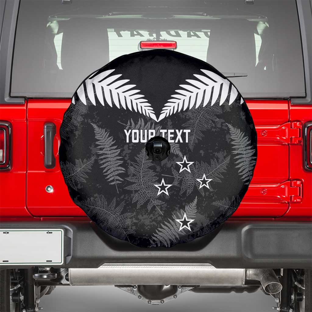 Custom New Zealand Silver Fern Football Spare Tire Cover Go Aotearoa Grunge Black - Aussie Hoodie