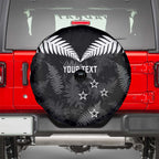 Custom New Zealand Silver Fern Football Spare Tire Cover Go Aotearoa Grunge Black - Aussie Hoodie