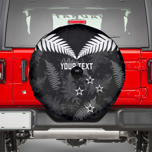 Custom New Zealand Silver Fern Football Spare Tire Cover Go Aotearoa Grunge Black - Aussie Hoodie