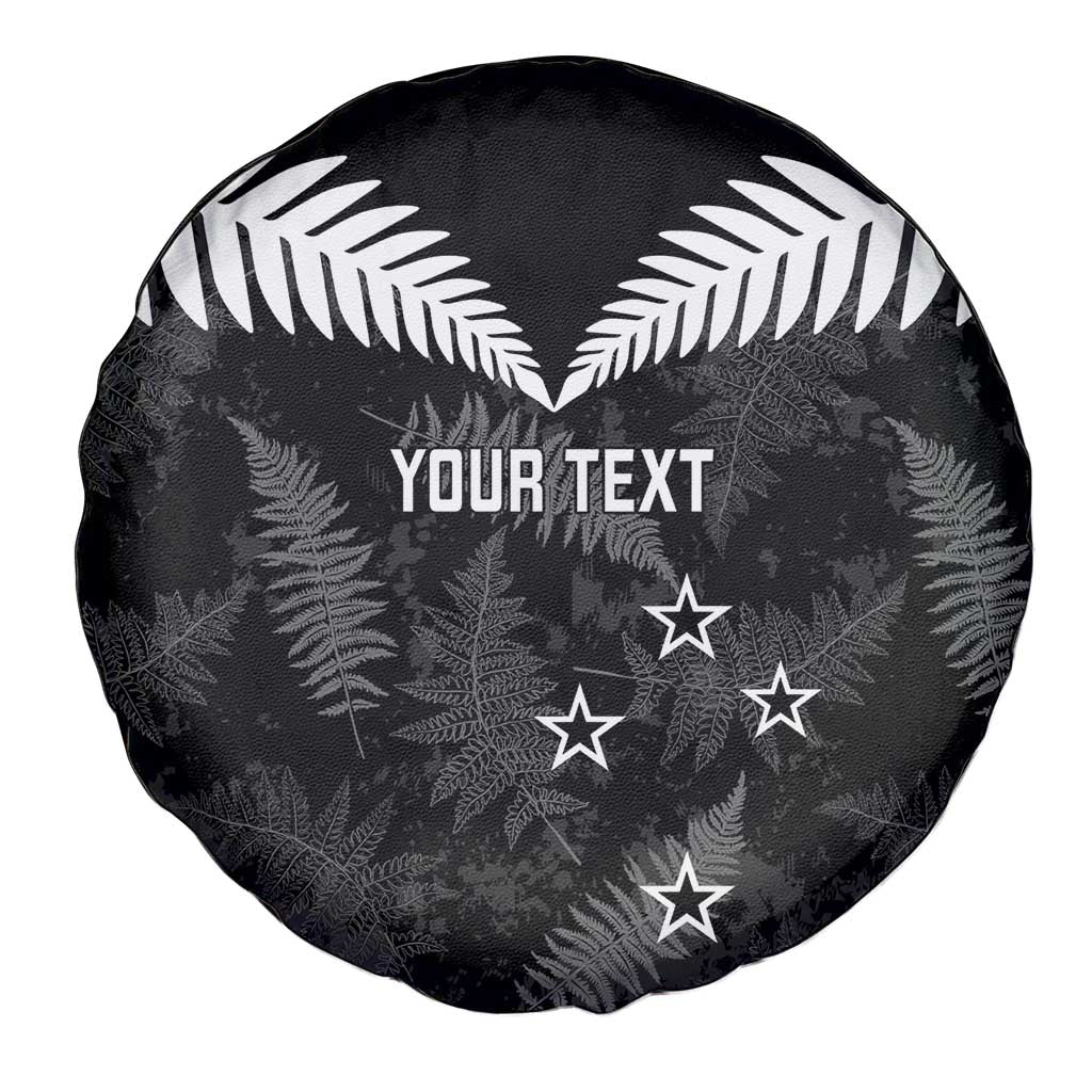 Custom New Zealand Silver Fern Football Spare Tire Cover Go Aotearoa Grunge Black - Aussie Hoodie