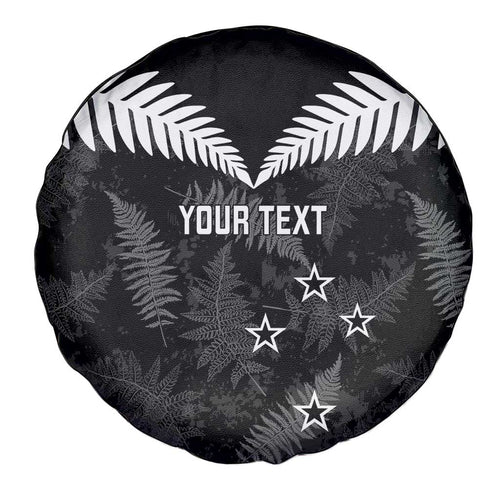 Custom New Zealand Silver Fern Football Spare Tire Cover Go Aotearoa Grunge Black - Aussie Hoodie