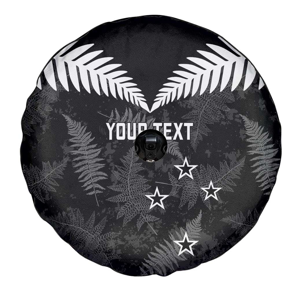 Custom New Zealand Silver Fern Football Spare Tire Cover Go Aotearoa Grunge Black - Aussie Hoodie