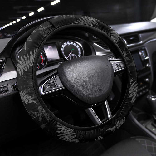 New Zealand Silver Fern Football Steering Wheel Cover Go Aotearoa Grunge Black - Aussie Hoodie