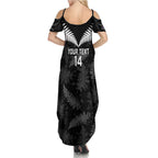 Custom New Zealand Silver Fern Football Summer Maxi Dress Go Aotearoa Grunge Black - Aussie Hoodie