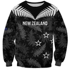 Custom New Zealand Silver Fern Football Sweatshirt Go Aotearoa Grunge Black - Aussie Hoodie