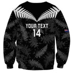 Custom New Zealand Silver Fern Football Sweatshirt Go Aotearoa Grunge Black - Aussie Hoodie