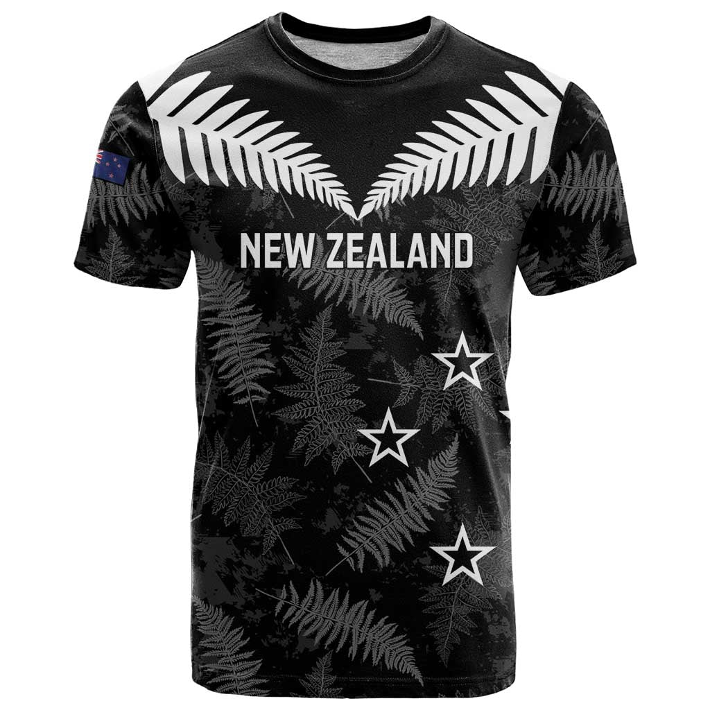 Custom New Zealand Silver Fern Football T Shirt Go Aotearoa Grunge Black - Aussie Hoodie
