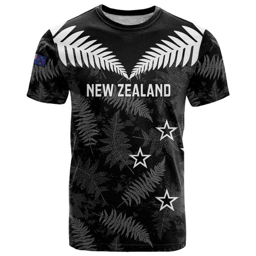 Custom New Zealand Silver Fern Football T Shirt Go Aotearoa Grunge Black - Aussie Hoodie