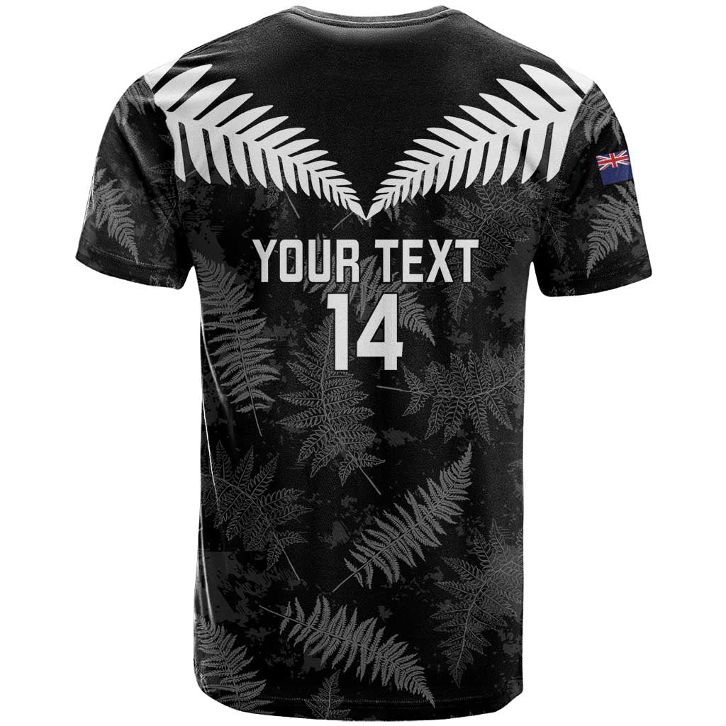 Custom New Zealand Silver Fern Football T Shirt Go Aotearoa Grunge Black - Aussie Hoodie