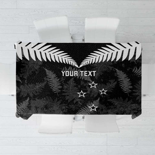 Custom New Zealand Silver Fern Football Tablecloth Go Aotearoa Grunge Black - Aussie Hoodie