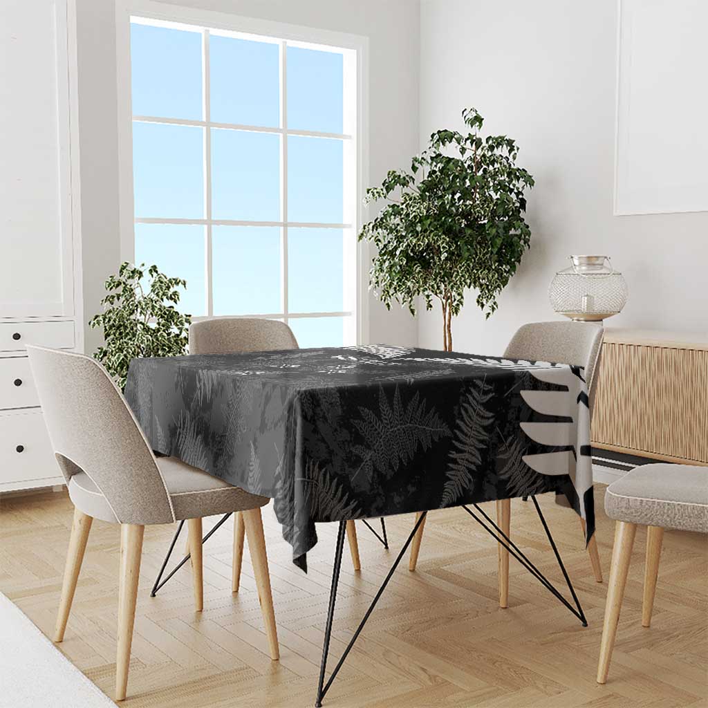 Custom New Zealand Silver Fern Football Tablecloth Go Aotearoa Grunge Black - Aussie Hoodie