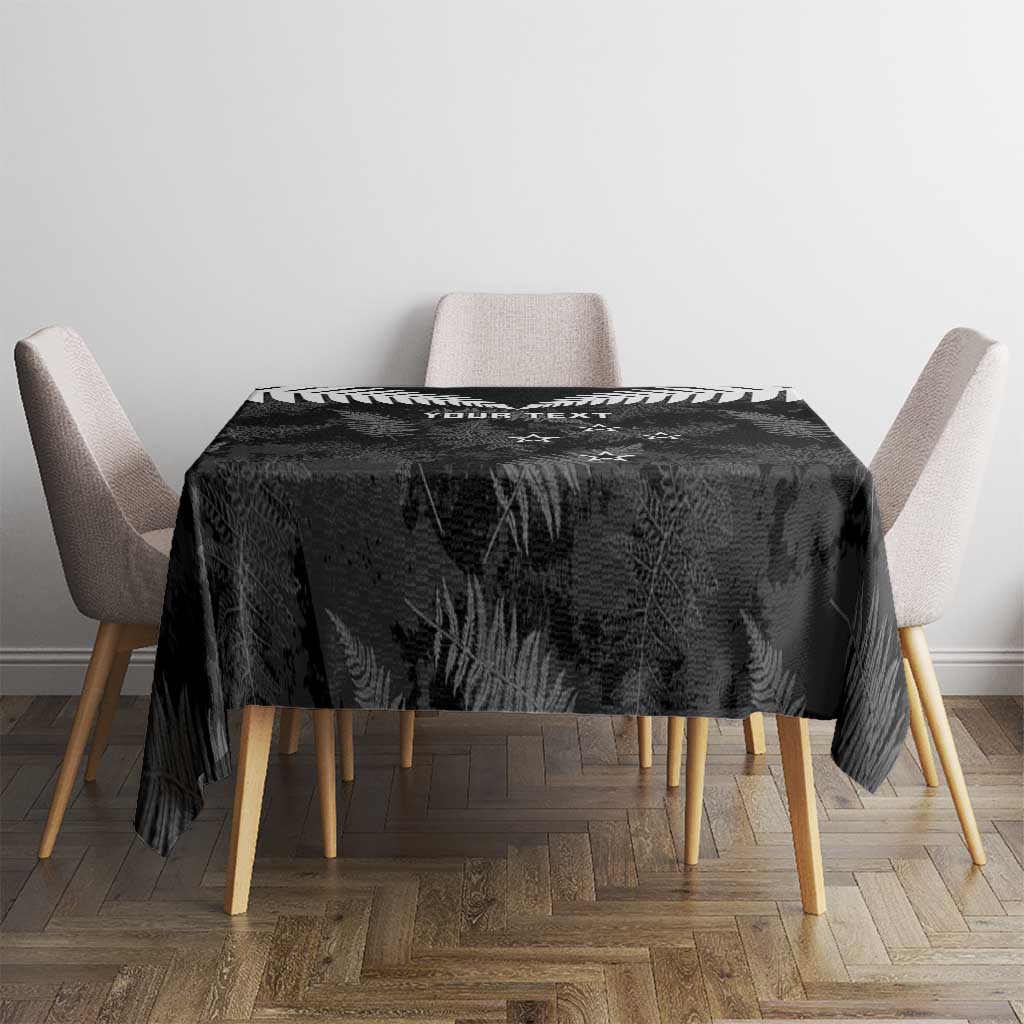 Custom New Zealand Silver Fern Football Tablecloth Go Aotearoa Grunge Black - Aussie Hoodie