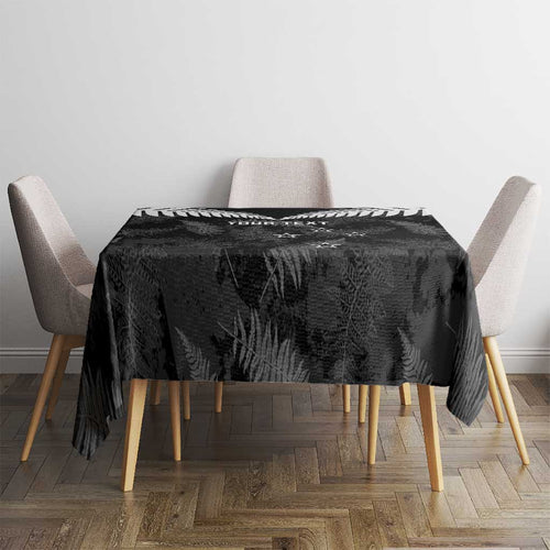 Custom New Zealand Silver Fern Football Tablecloth Go Aotearoa Grunge Black - Aussie Hoodie
