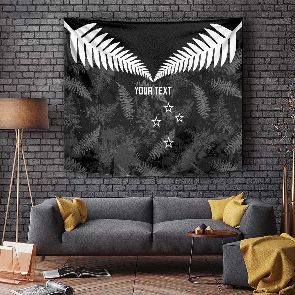 Custom New Zealand Silver Fern Football Tapestry Go Aotearoa Grunge Black - Aussie Hoodie