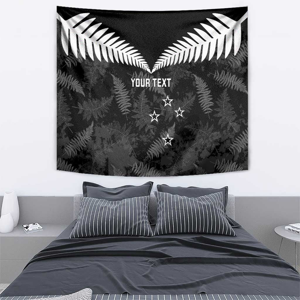 Custom New Zealand Silver Fern Football Tapestry Go Aotearoa Grunge Black - Aussie Hoodie