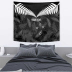 Custom New Zealand Silver Fern Football Tapestry Go Aotearoa Grunge Black - Aussie Hoodie