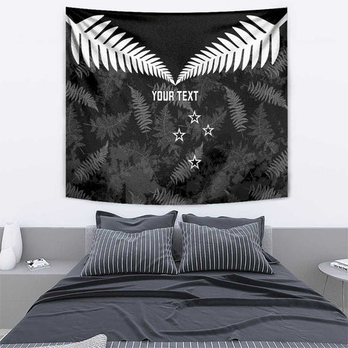 Custom New Zealand Silver Fern Football Tapestry Go Aotearoa Grunge Black - Aussie Hoodie