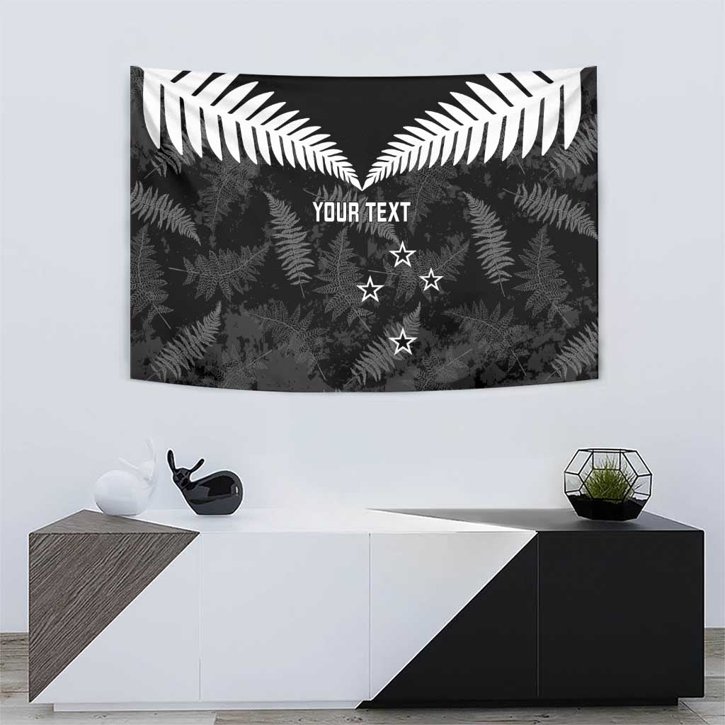 Custom New Zealand Silver Fern Football Tapestry Go Aotearoa Grunge Black - Aussie Hoodie