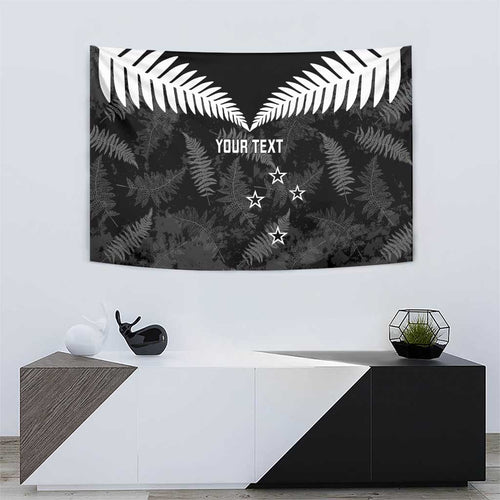 Custom New Zealand Silver Fern Football Tapestry Go Aotearoa Grunge Black - Aussie Hoodie