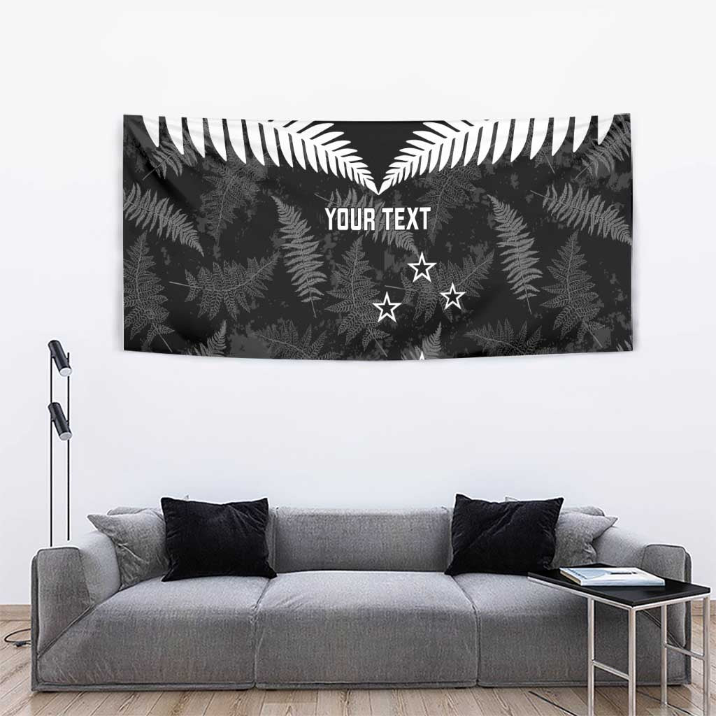 Custom New Zealand Silver Fern Football Tapestry Go Aotearoa Grunge Black - Aussie Hoodie