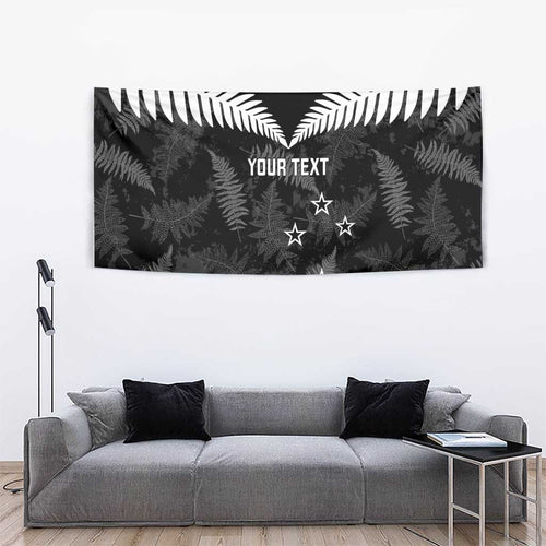 Custom New Zealand Silver Fern Football Tapestry Go Aotearoa Grunge Black - Aussie Hoodie