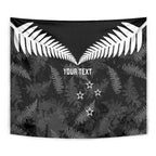 Custom New Zealand Silver Fern Football Tapestry Go Aotearoa Grunge Black - Aussie Hoodie