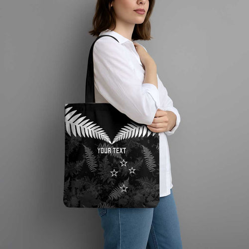 Custom New Zealand Silver Fern Football Tote Bag Go Aotearoa Grunge Black - Aussie Hoodie