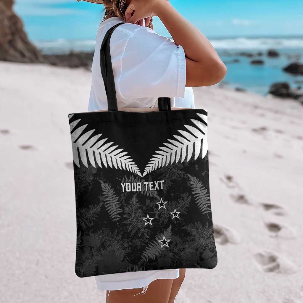 Custom New Zealand Silver Fern Football Tote Bag Go Aotearoa Grunge Black - Aussie Hoodie