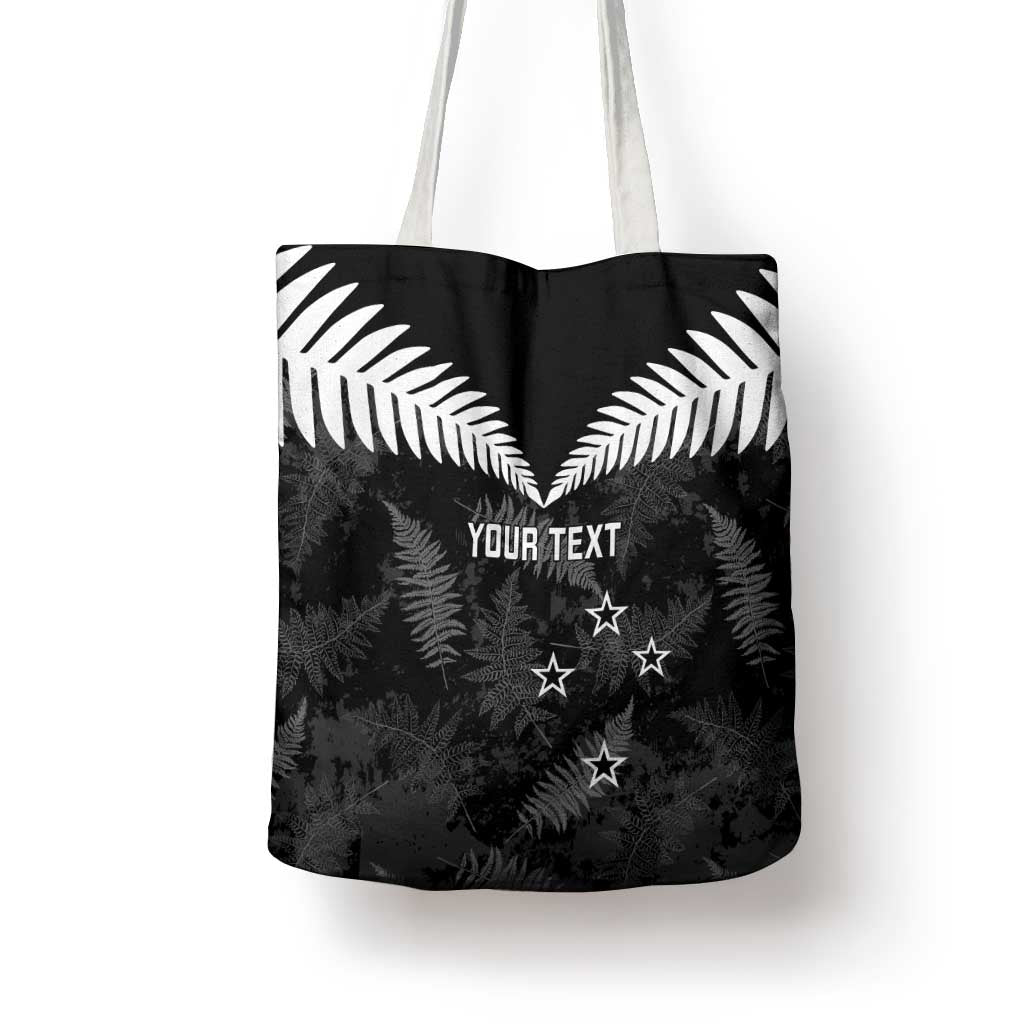 Custom New Zealand Silver Fern Football Tote Bag Go Aotearoa Grunge Black - Aussie Hoodie
