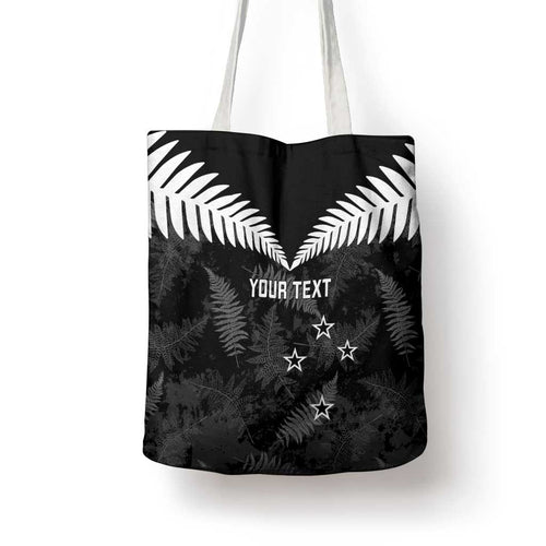 Custom New Zealand Silver Fern Football Tote Bag Go Aotearoa Grunge Black - Aussie Hoodie