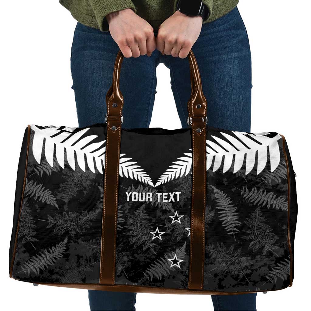 Custom New Zealand Silver Fern Football Travel Bag Go Aotearoa Grunge Black - Aussie Hoodie