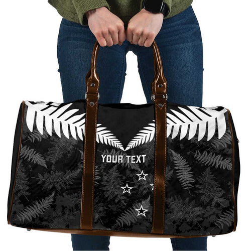 Custom New Zealand Silver Fern Football Travel Bag Go Aotearoa Grunge Black - Aussie Hoodie