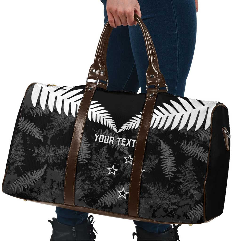 Custom New Zealand Silver Fern Football Travel Bag Go Aotearoa Grunge Black - Aussie Hoodie