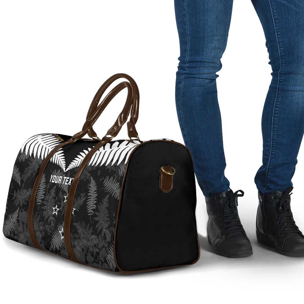 Custom New Zealand Silver Fern Football Travel Bag Go Aotearoa Grunge Black - Aussie Hoodie