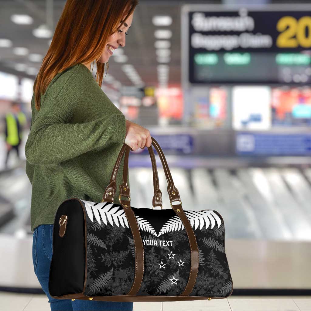 Custom New Zealand Silver Fern Football Travel Bag Go Aotearoa Grunge Black - Aussie Hoodie