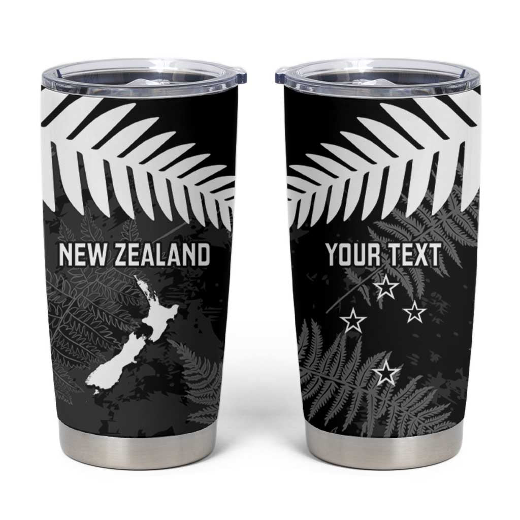 Custom New Zealand Silver Fern Football Tumbler Cup Go Aotearoa Grunge Black - Aussie Hoodie