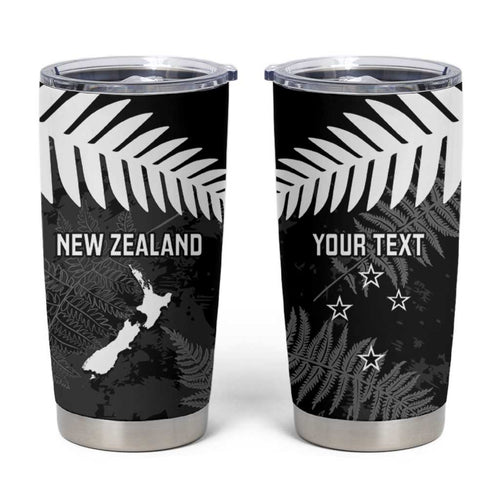 Custom New Zealand Silver Fern Football Tumbler Cup Go Aotearoa Grunge Black - Aussie Hoodie